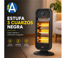 ESTUFA 3 CUARZOS NEGRA KS-QZ6 (AREL377)