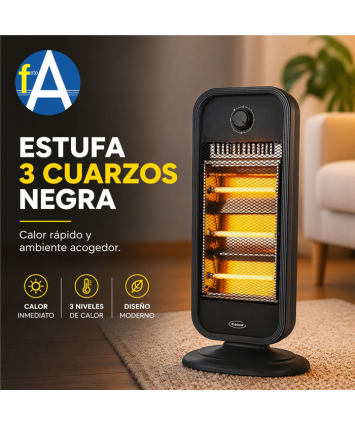 ESTUFA 3 CUARZOS NEGRA KS-QZ6 (AREL377)