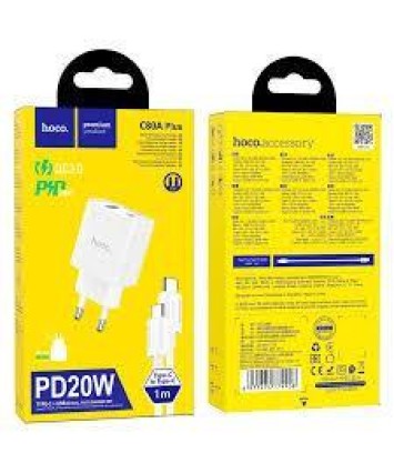 CARGADOR HOCO C80A QC3.0 + PD 20W + CABLE C A C