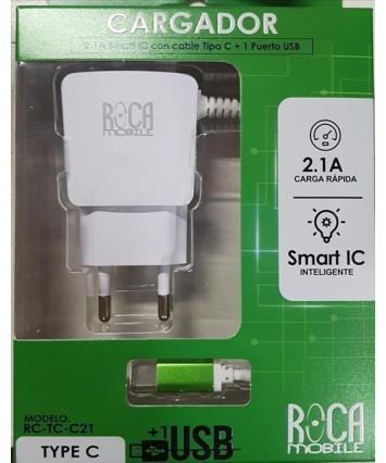 CARGADOR ROCA TIPO C 2.1 1USB (CEAC240)