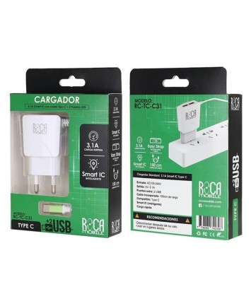 CARGADOR 2 USB CON CABLE ROCA TIPO C (CEAC315)