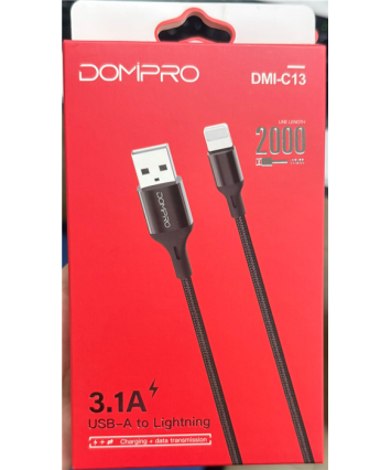 CABLE LIGHTNING 2M 3.1A  MALLADO DOMIPRO DMI-C13