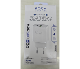 Cargador ROCA 20W USB A USB C PD Cable USB C